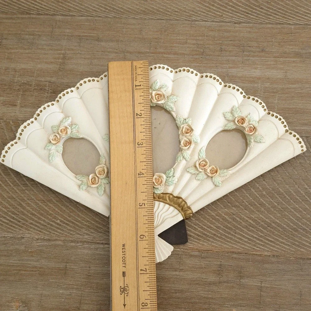 Vintage Fan Shaped Roses Picture‎ Frame with Easel back